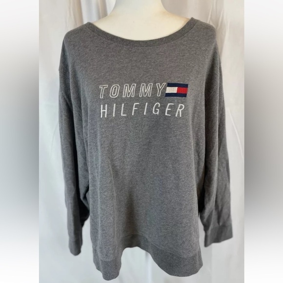 Tommy Hilfiger Sport Gray Pullover Crewneck French Terry Long Sleeve Woman’s 1X - Picture 1 of 15